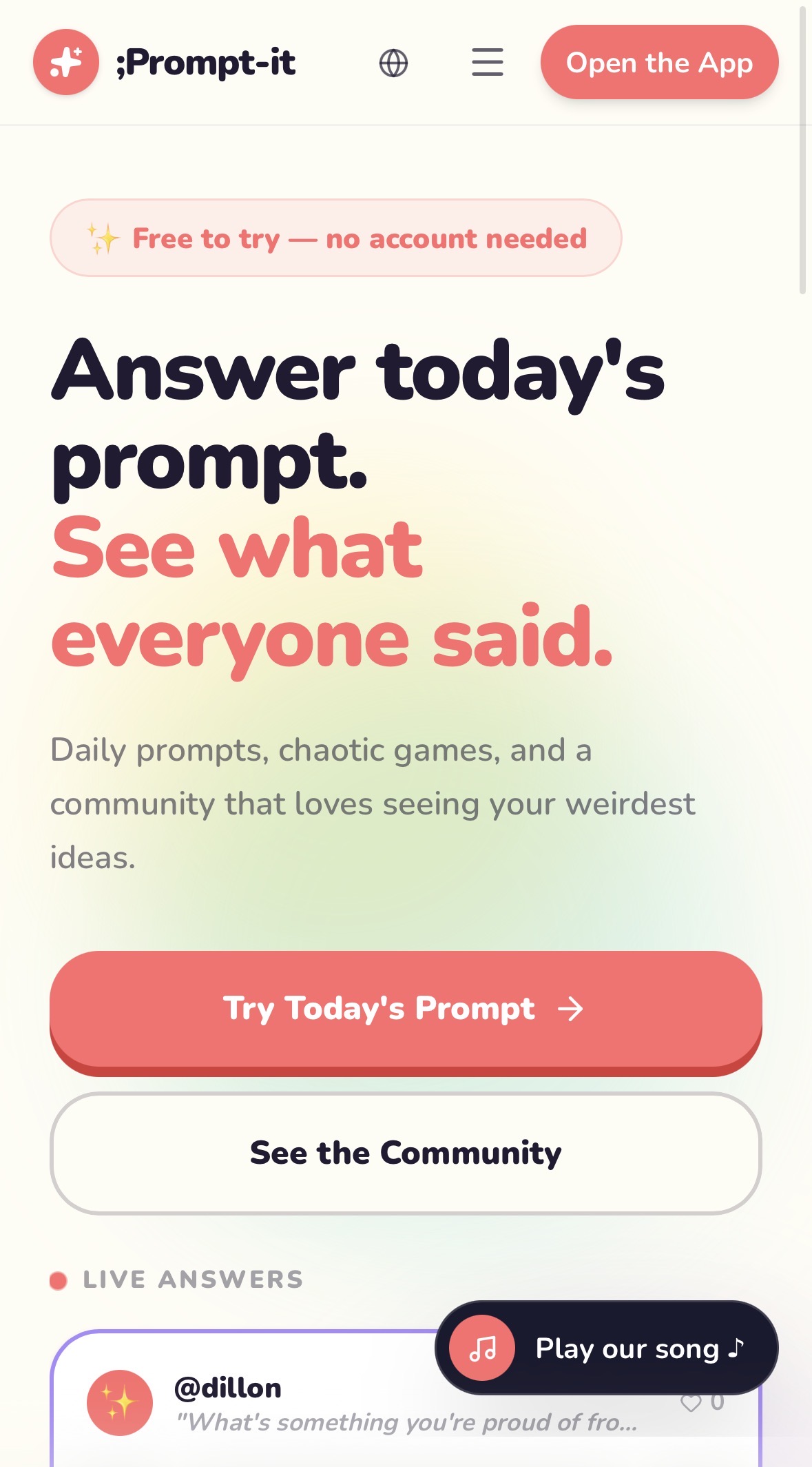 ;Prompt-it marketing page preview showing the product introduction